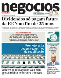 Capa do Jornal de Negócios de terça-feira, 13 de outubro de 2026