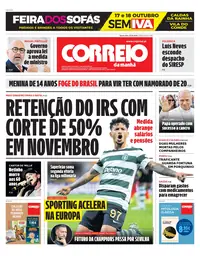 Capa do Correio da Manhã de quarta-feira, 14 de outubro de 2026