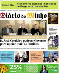 Capa do Diário do Minho de quarta-feira, 14 de outubro de 2026