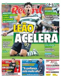 Capa do Record de quarta-feira, 14 de outubro de 2026