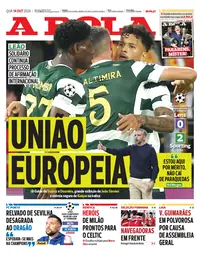 Capa do A Bola de quinta-feira, 15 de outubro de 2026