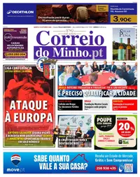 Capa do Correio do Minho de quinta-feira, 15 de outubro de 2026