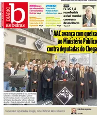 Capa do Diário As Beiras de quinta-feira, 15 de outubro de 2026