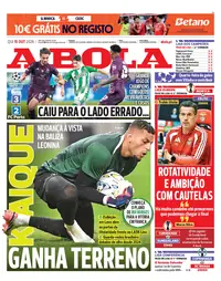 Capa do A Bola de sexta-feira, 16 de outubro de 2026