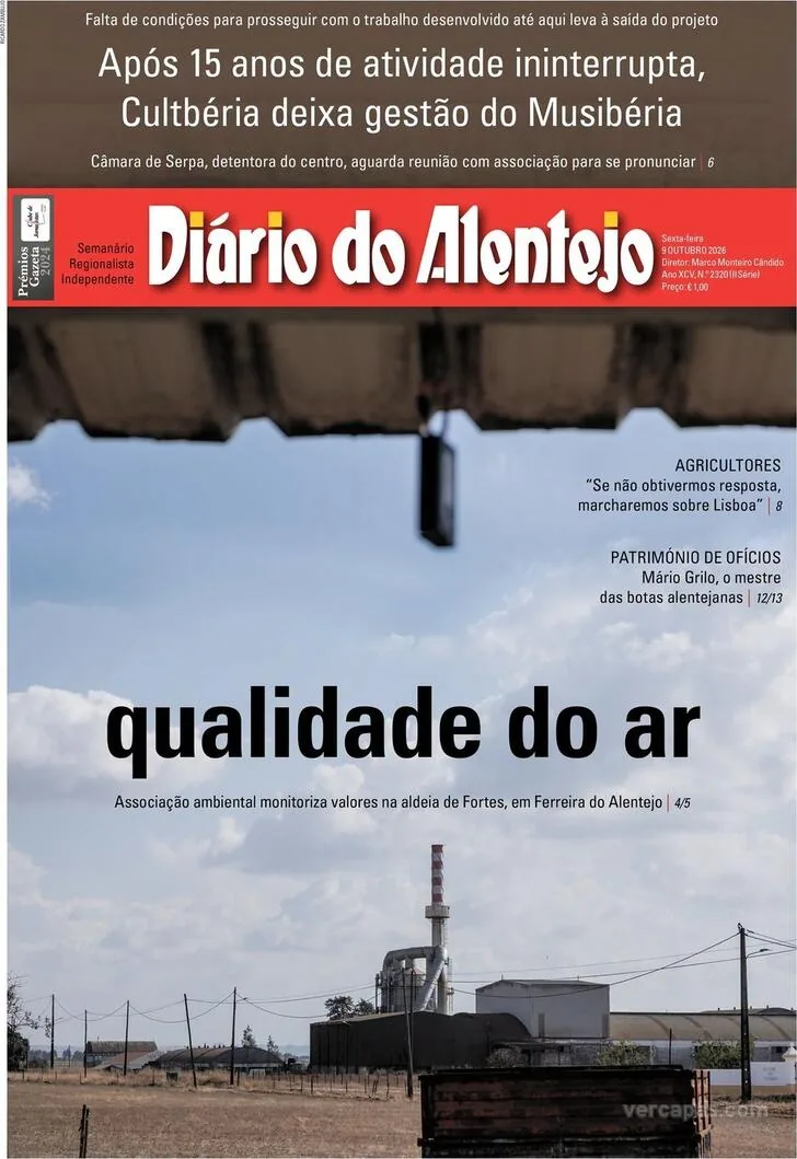 Capa do Diário do Alentejo de sexta-feira, 16 de outubro de 2026