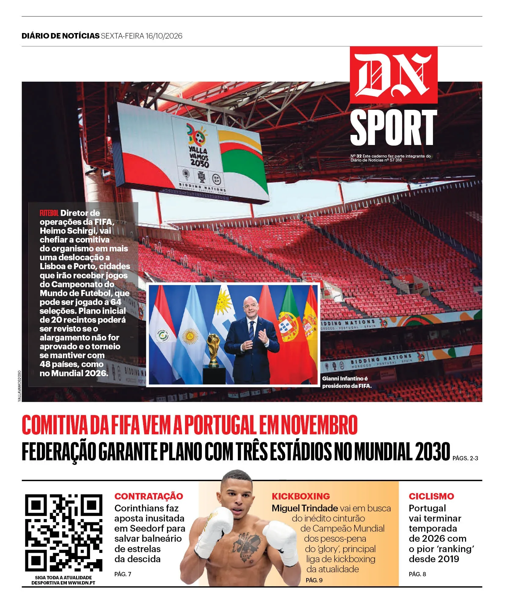 Capa do DN Sport de sexta-feira, 16 de outubro de 2026
