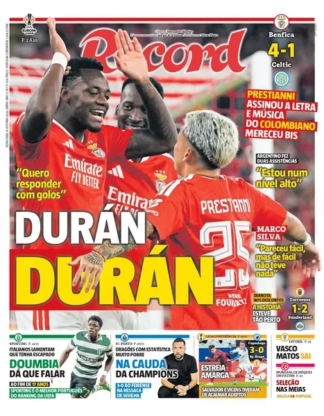 Capa do Record de sexta-feira, 16 de outubro de 2026