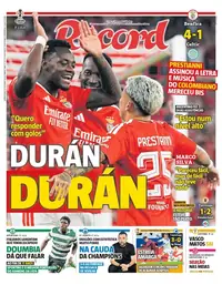 Capa do Record de sexta-feira, 16 de outubro de 2026