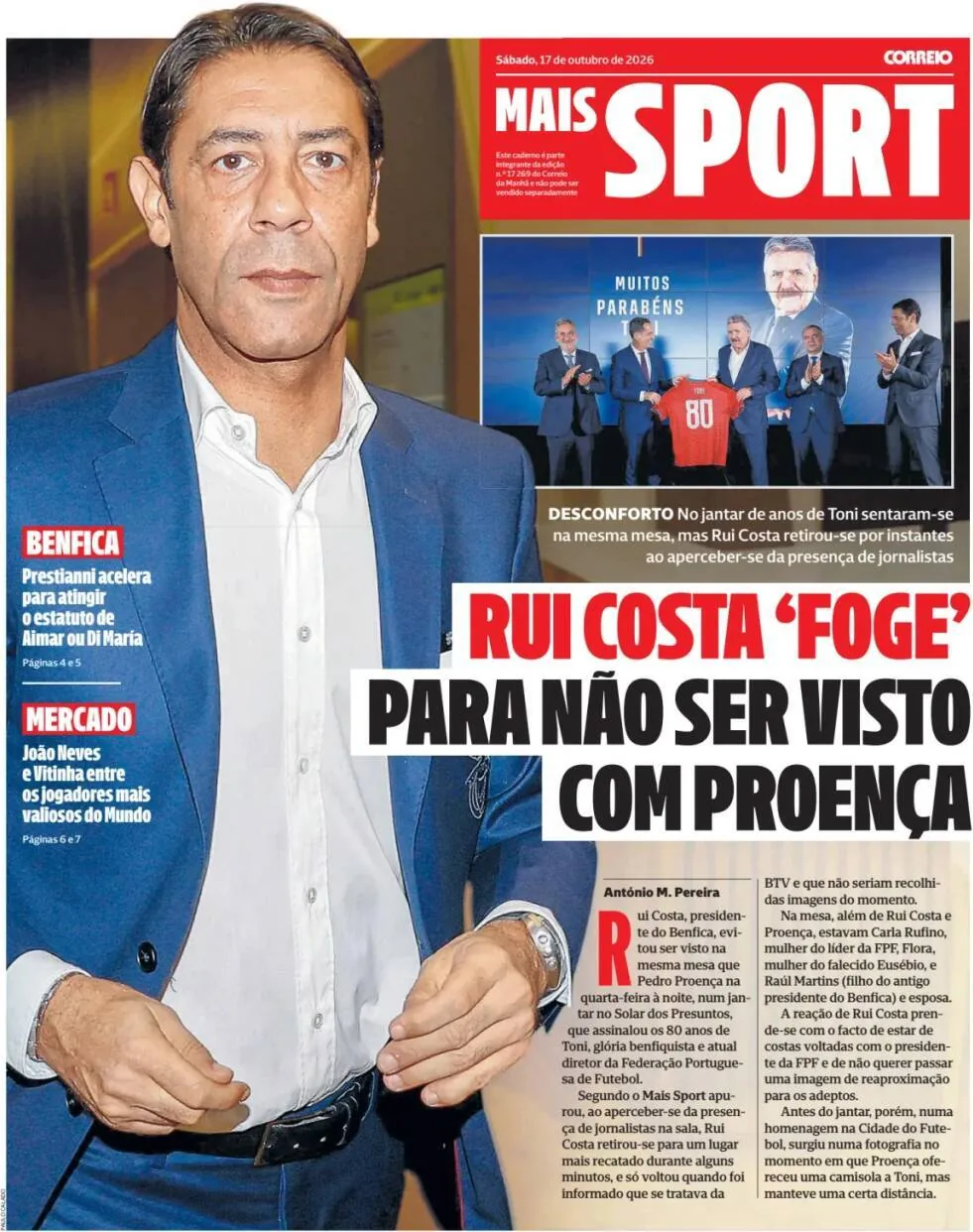 Capa do CM Mais Sport de sábado, 17 de outubro de 2026