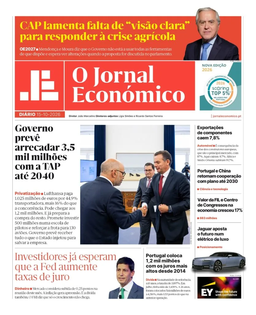 Capa do Jornal Económico de sábado, 17 de outubro de 2026