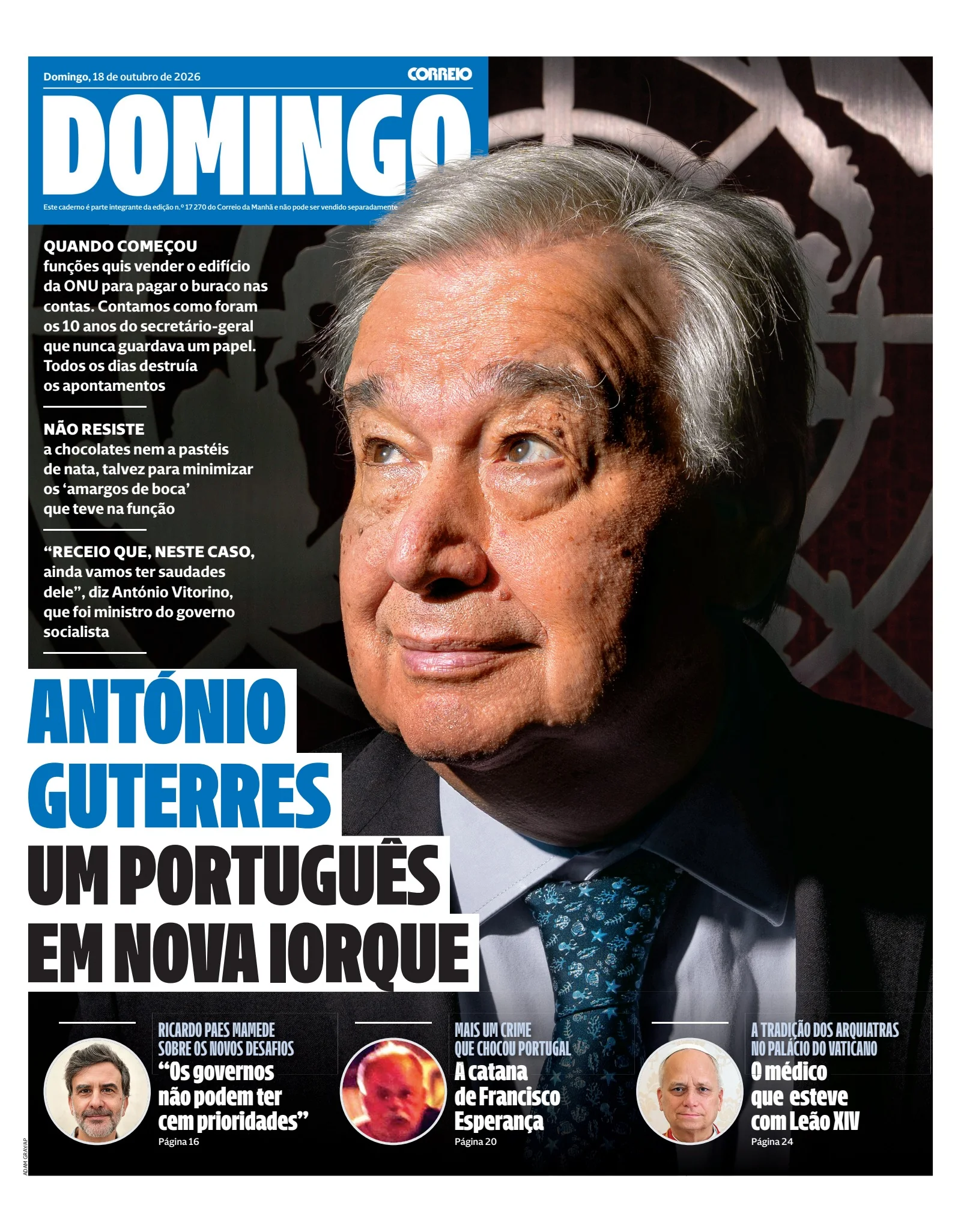 Capa do Domingo de domingo, 18 de outubro de 2026