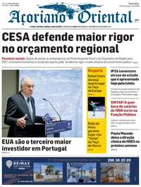 Capa do Açoriano Oriental de terça-feira, 20 de outubro de 2026