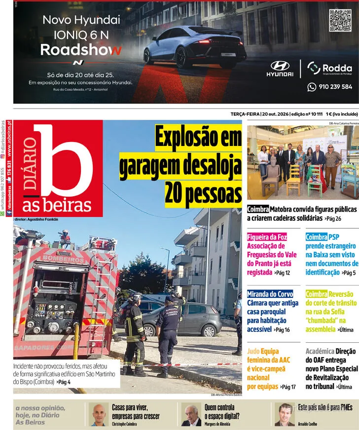 Capa do Diário As Beiras de quarta-feira, 21 de outubro de 2026