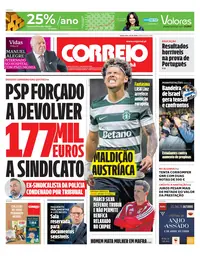 Capa do Correio da Manhã de quinta-feira, 22 de outubro de 2026
