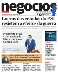 Capa do Jornal de Negócios de quinta-feira, 22 de outubro de 2026