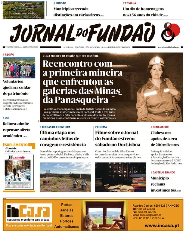 Capa do Jornal do Fundão de quinta-feira, 22 de outubro de 2026
