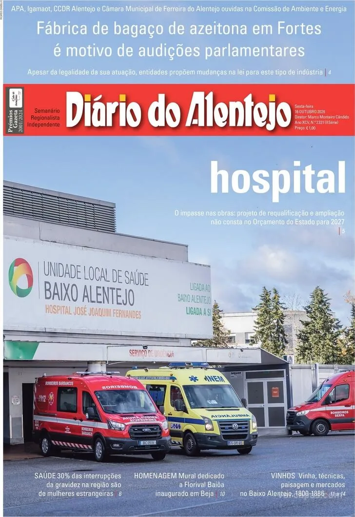 Capa do Diário do Alentejo de sexta-feira, 23 de outubro de 2026