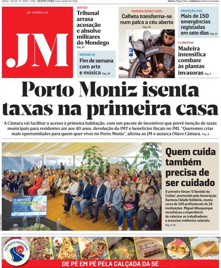 Capa do Jornal da Madeira de sexta-feira, 23 de outubro de 2026