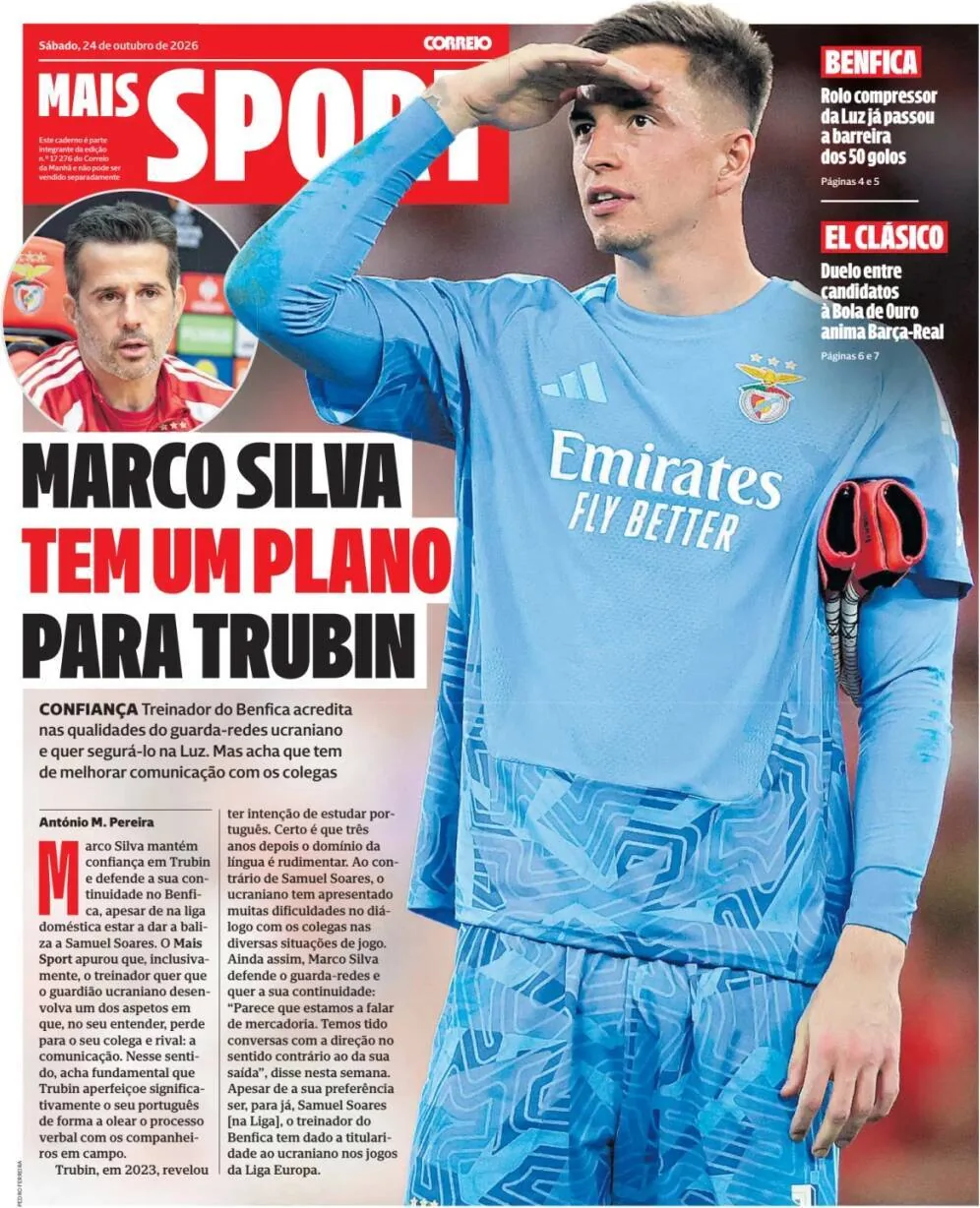 Capa do CM Mais Sport de sábado, 24 de outubro de 2026