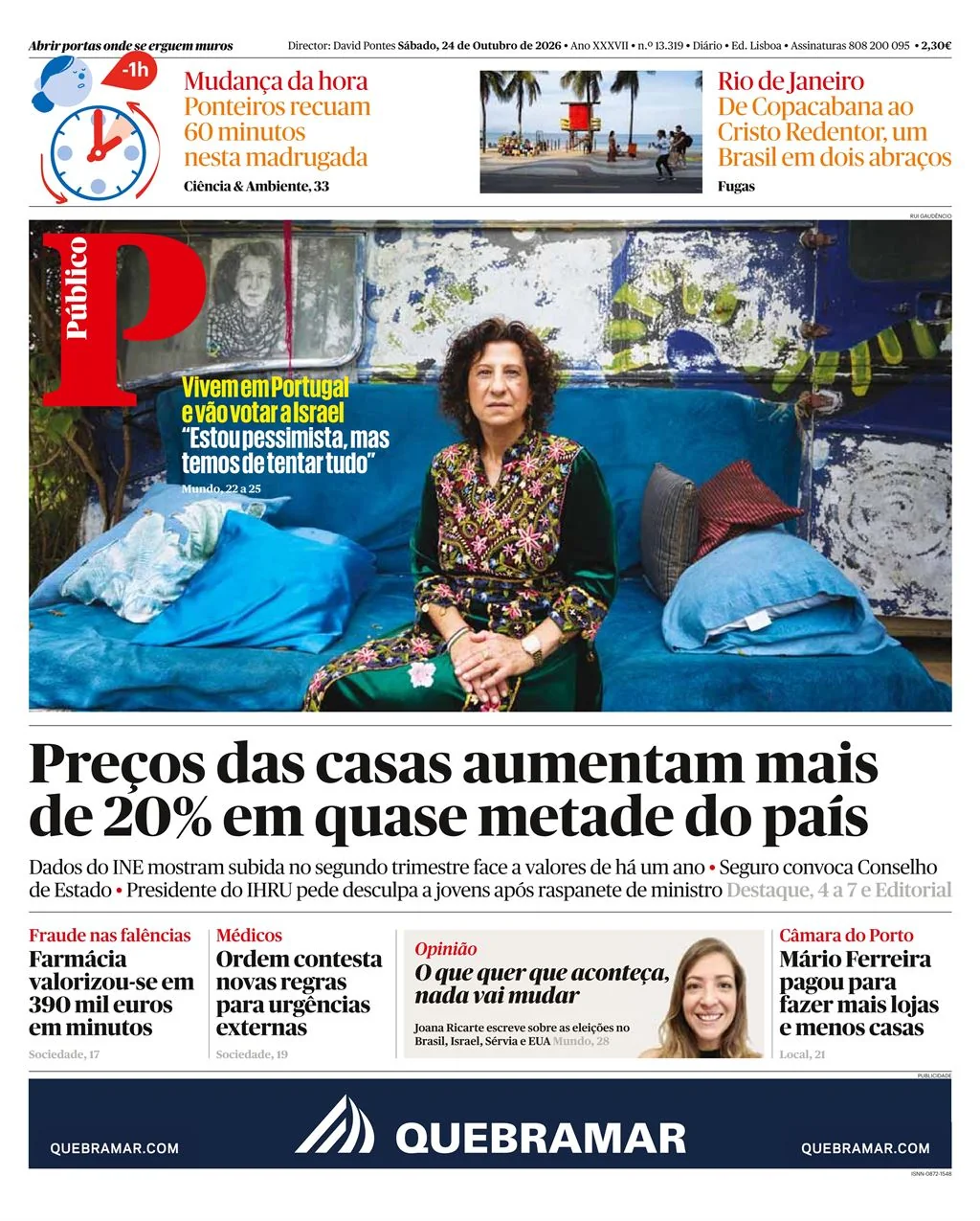 Capa do Público de sábado, 24 de outubro de 2026