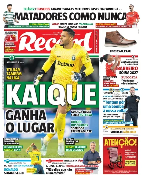 Capa do Record de sábado, 24 de outubro de 2026