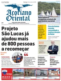 Capa do Açoriano Oriental de domingo, 25 de outubro de 2026