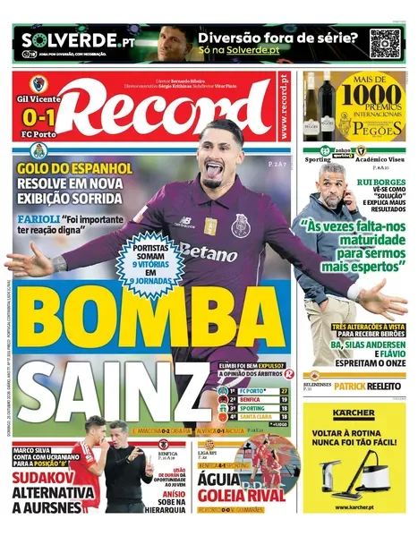 Capa do Record de domingo, 25 de outubro de 2026