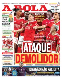 Capa do A Bola de segunda-feira, 26 de outubro de 2026