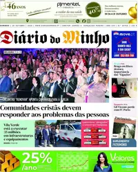 Capa do Diário do Minho de segunda-feira, 26 de outubro de 2026