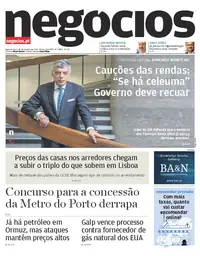 Capa do Jornal de Negócios de segunda-feira, 26 de outubro de 2026
