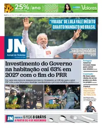 Capa do Jornal de Notícias de segunda-feira, 26 de outubro de 2026