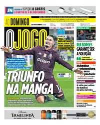 Capa do O Jogo de segunda-feira, 26 de outubro de 2026